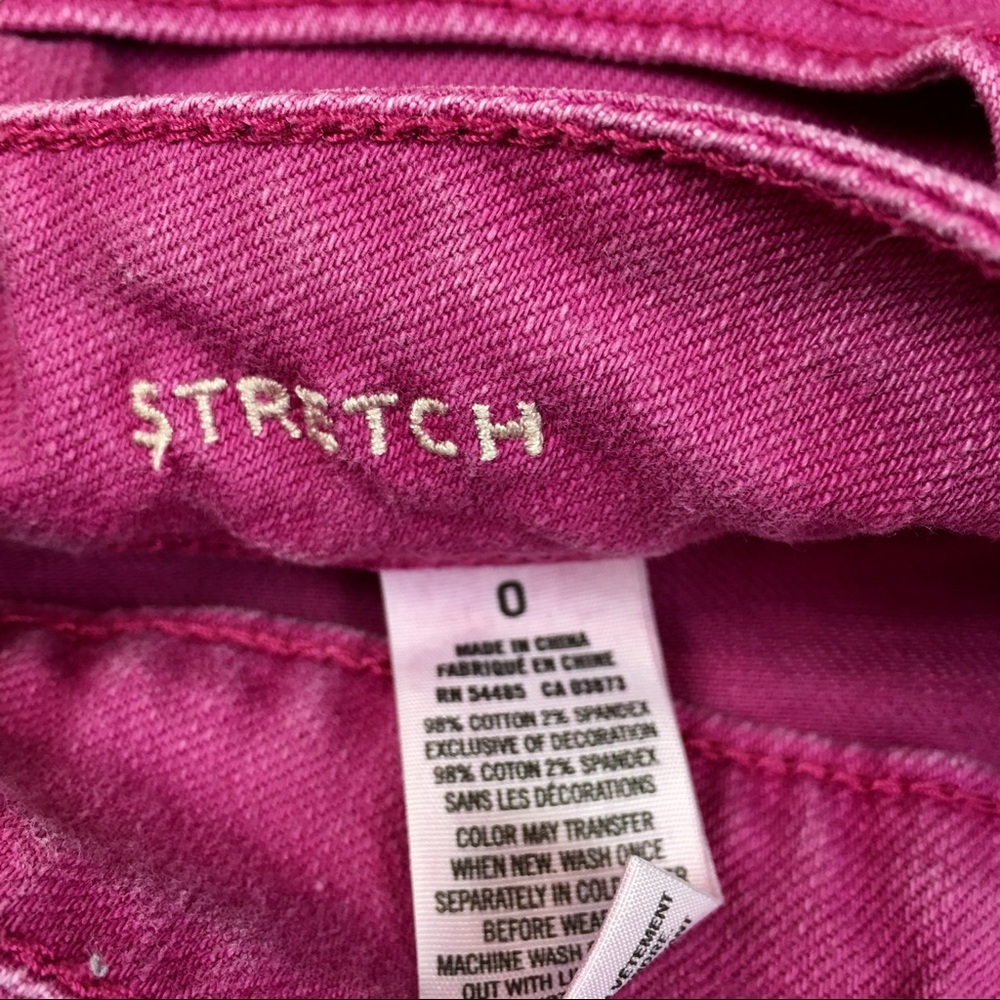 American Eagle fuchsia cutoff denim shorts sz 0 - Picture 5 of 6